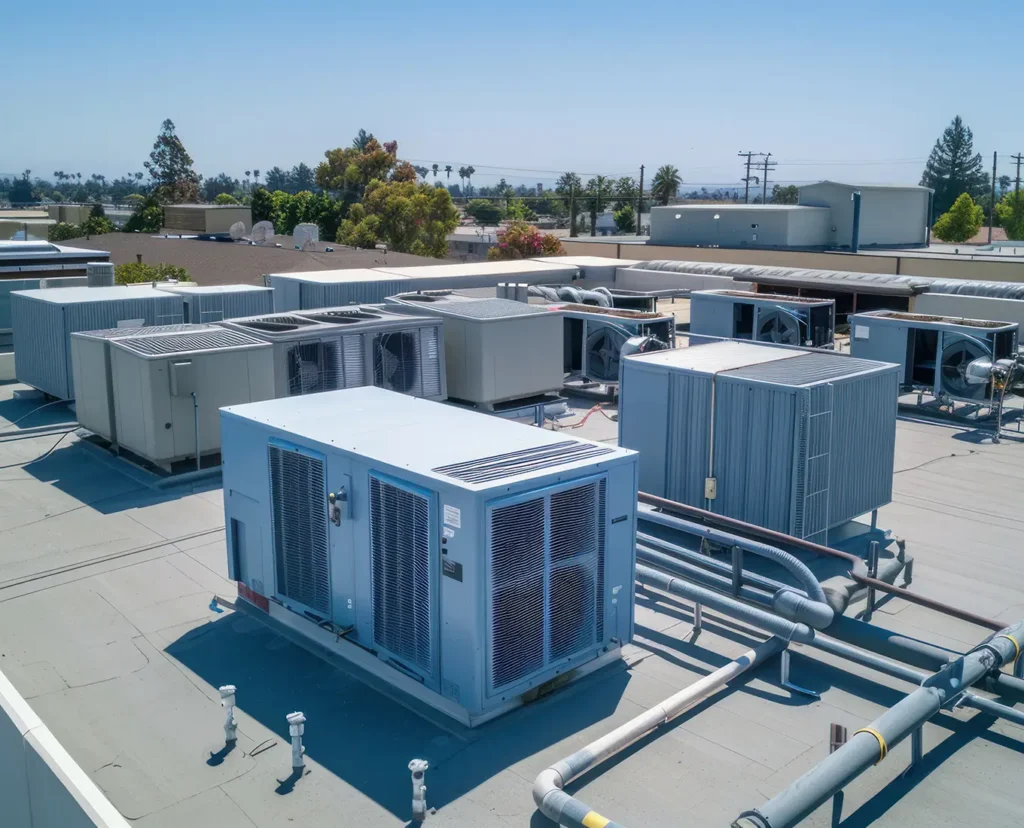 Heating units installed on commercial building roof in springfield il