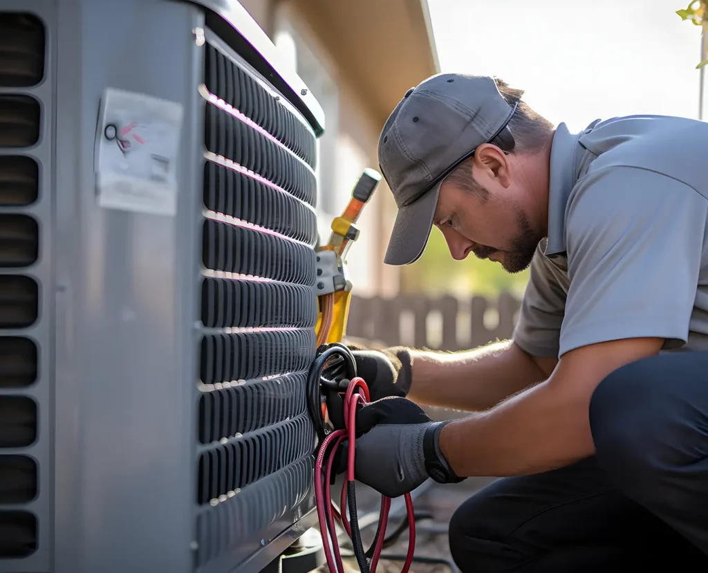 Premier Heating & Air HVAC Technician fixing Common Emergency AC or Furnace Issues in springfield il