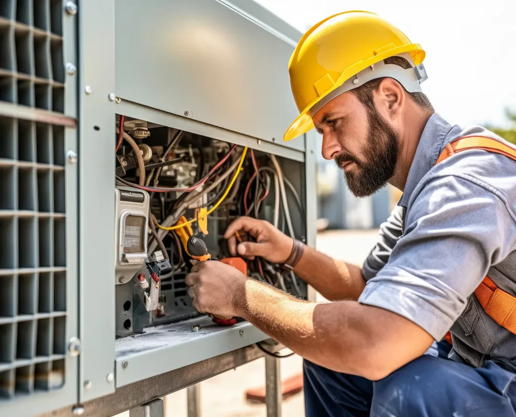 Premier Heating & Air HVAC Technician performing Quick Diagnostics & Efficient Emergency Repairs in springfield il