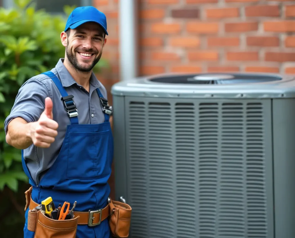 Premier Heating & Air HVAC Technician working on AC & Furnace Emergency repair service in springfield il