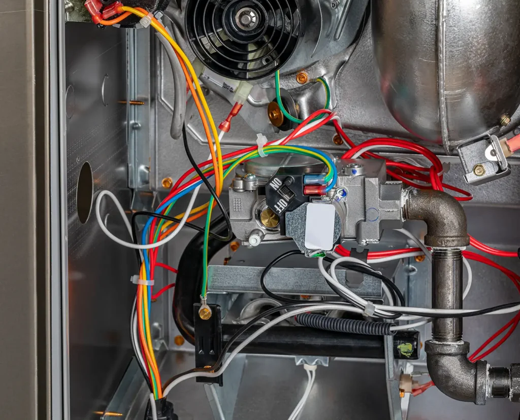 inside of a furnace unit with wires in springfield il