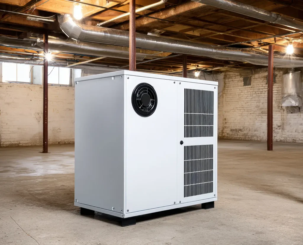 Dehumidifier in basement of house in springfield il