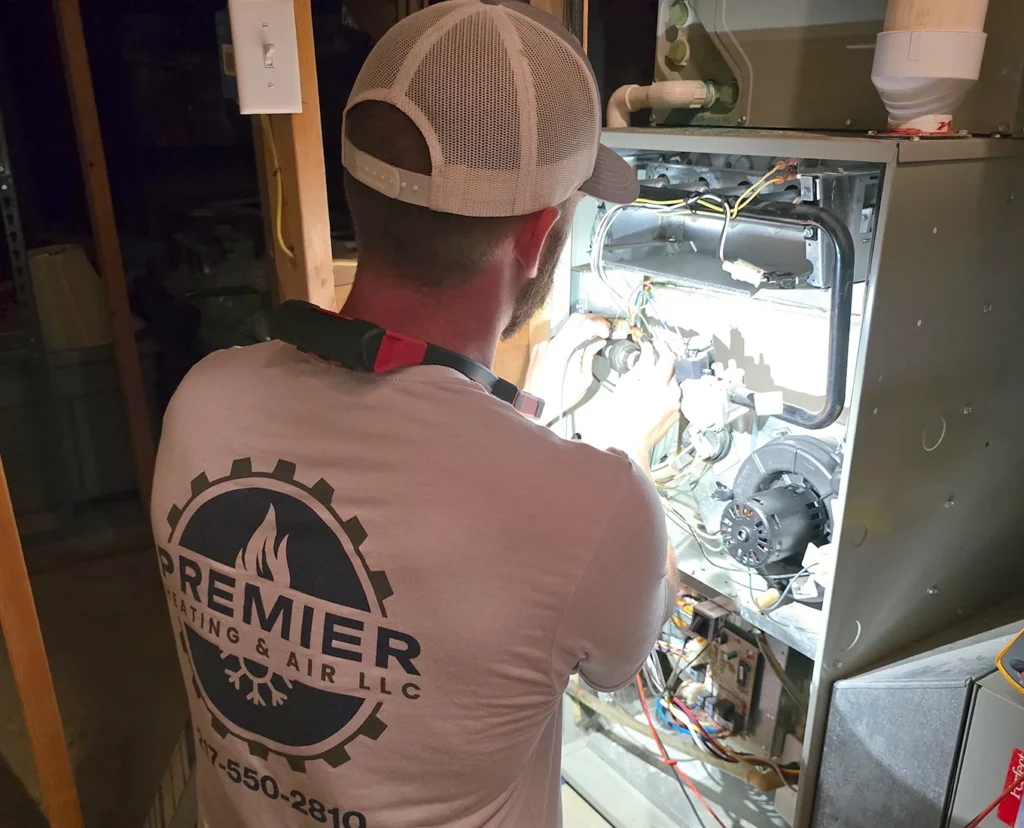brand new Furnace unit installed in basement of house in springfield il